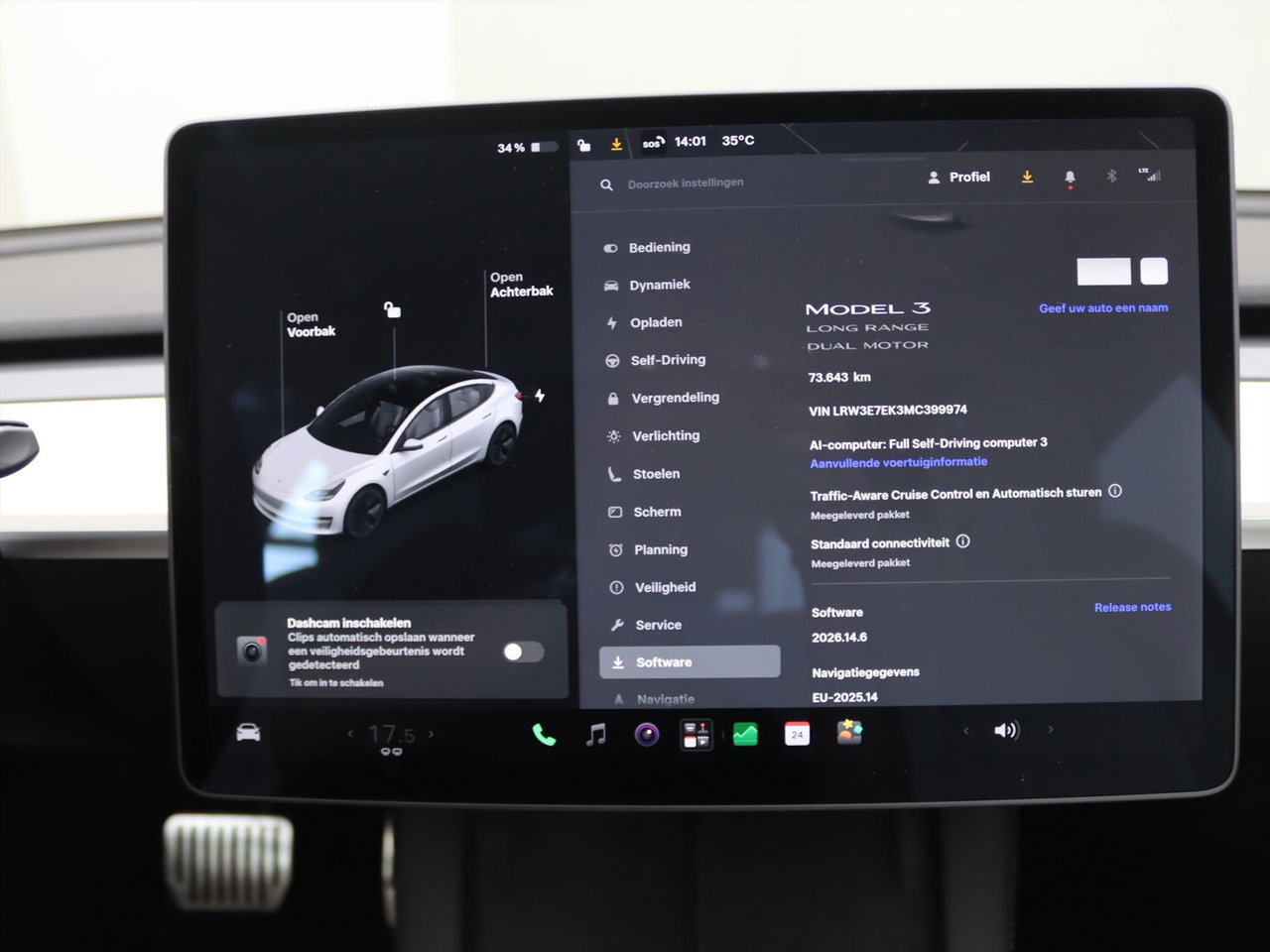 Tesla Model 3 Long-Range AWD 351pk 75 kWh UPGRADE [ WIT LEDER+RYZEN AMD+WARMTEPOMP+AUTOPILOT ] 30