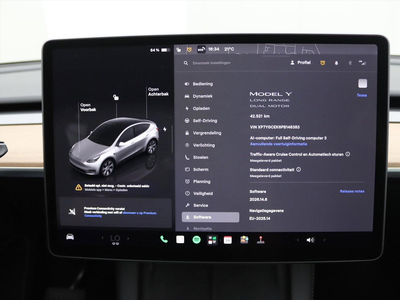 Tesla Model Y Long Range AWD 75kWh 351pk 95.2% SoH [ TREKHAAK+AMD RYZEN+AUTOPILOT+19 INCH+PREMIUM AUDIO ] 26