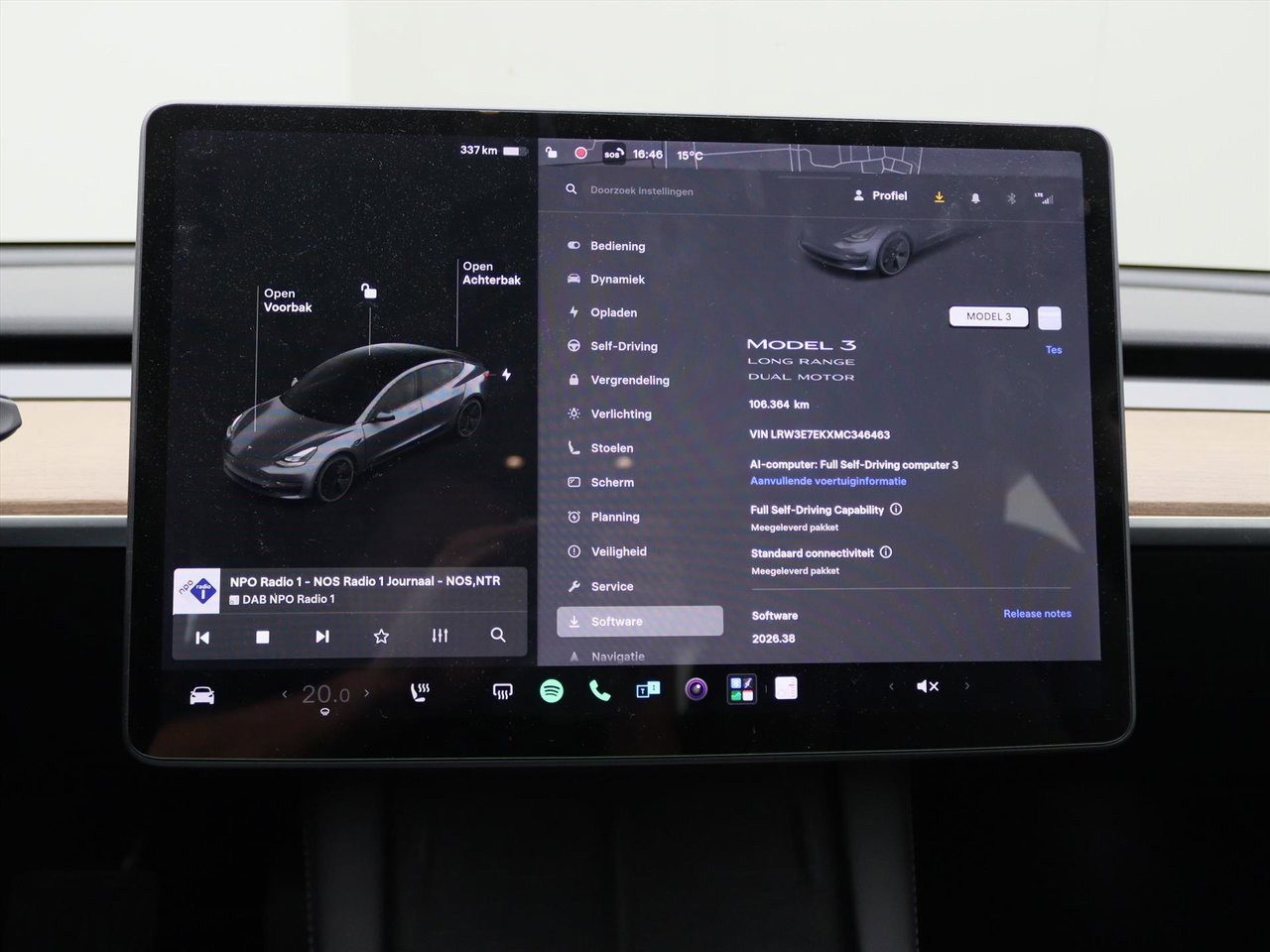 Tesla Model 3 Long-Range AWD 351pk 75 kWh 92,3% SoH FACELIFT [ WARMTEPOMP+FSD+620KM WLTP+PREMIUM AUDIO ] 24