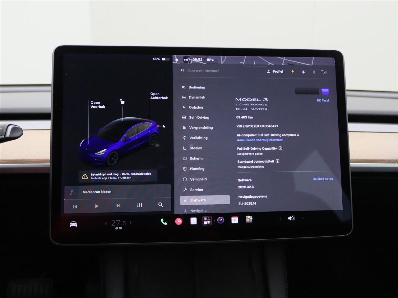 Tesla Model 3 Long-Range AWD 351pk 75 kWh FACELIFT 92,9% SoH [ WARMTEPOMP+FSD+620KM WLTP+PREMIUM AUDIO ] 25